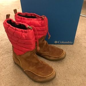Columbia Minx Moccasin Omni-Heat Winter Snow Boot Sz 12 Women's Tan Suede EUC!